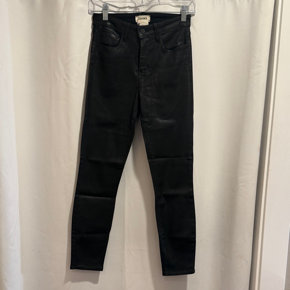 L'AGENCE Black coated skinny jeans